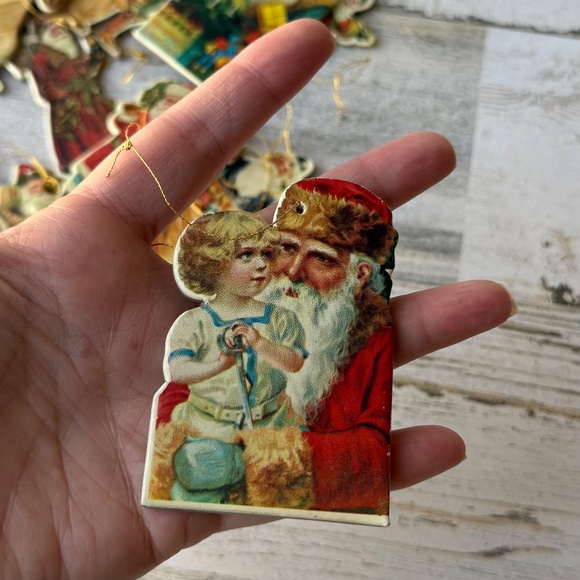 Vintage Two-Sided Old World Santa Claus Victorian Santa Christmas Ornaments Set - Picture 2 of 10